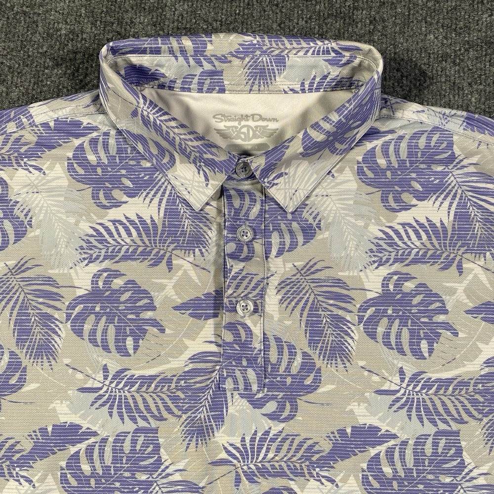 Straight Down Tropics Golf Polo Shirt Mens XL Stretch Performance Fit Purple